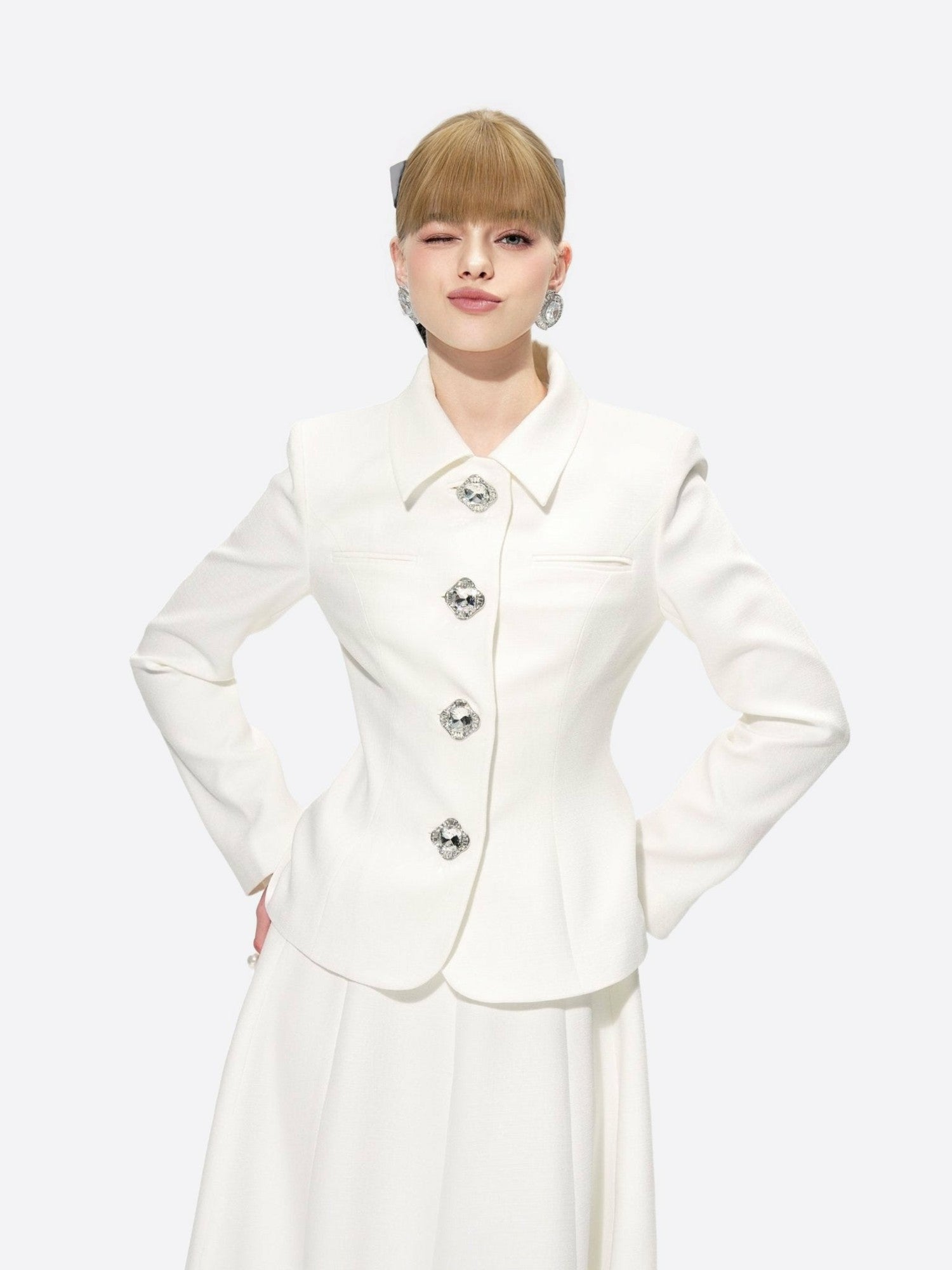 Nana Jacqueline Vanessa Blazer: White Blazer for Rehearsal Dinner White