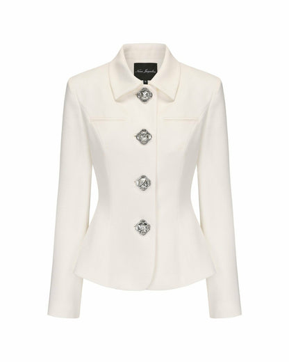 Nana Jacqueline Vanessa Blazer: White Blazer for Rehearsal Dinner White