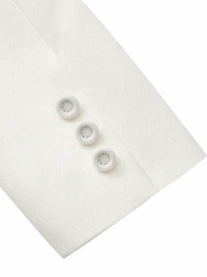 Nana Jacqueline Yvette Satin Lapel Tailored White Structured Blazer White
