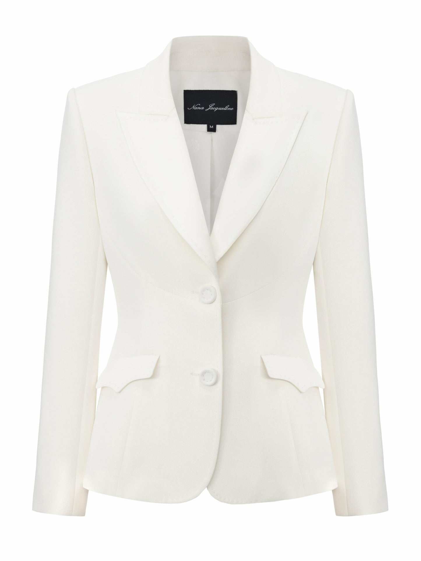 Nana Jacqueline Yvette Satin Lapel Tailored White Structured Blazer White
