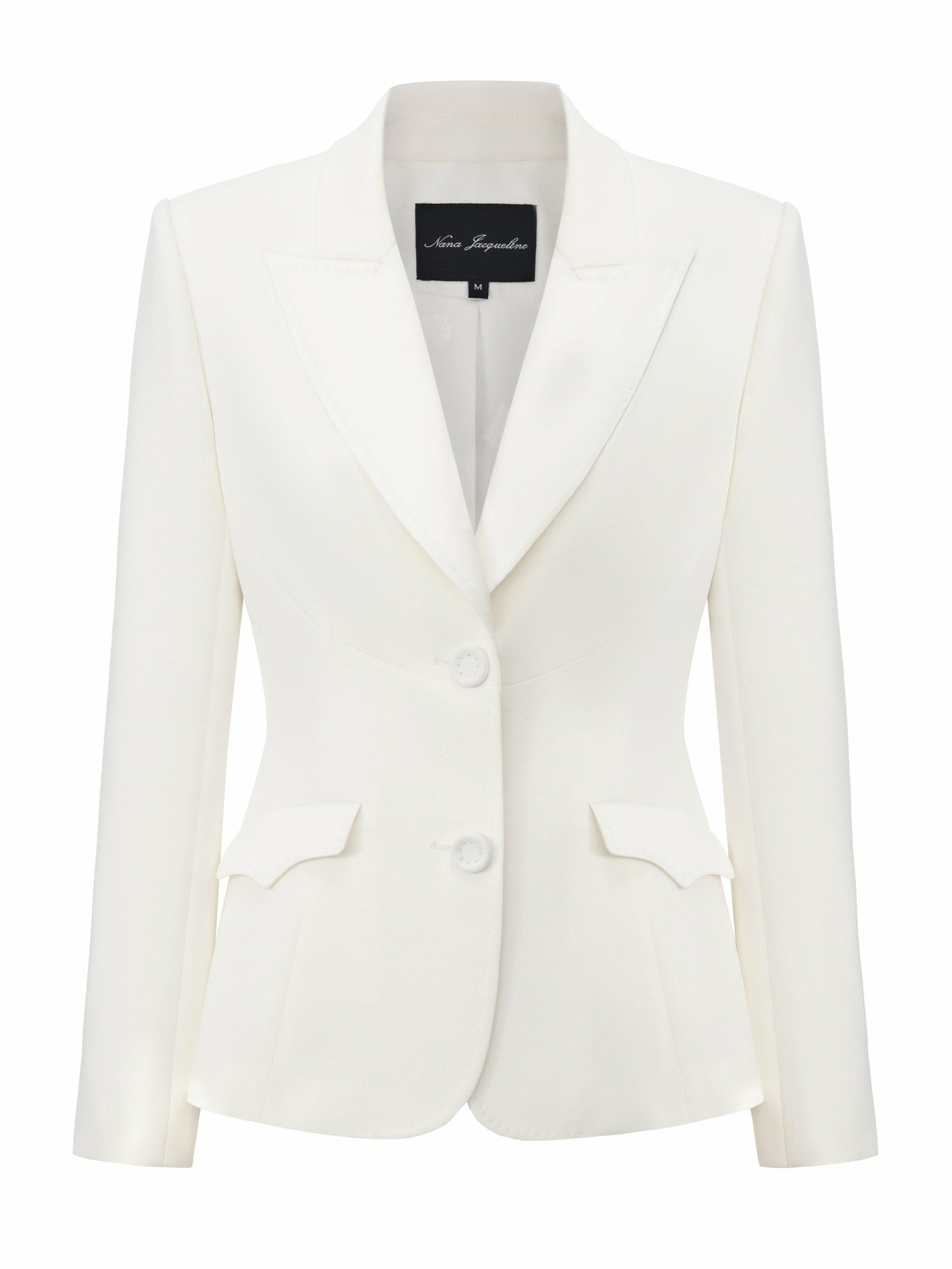 Nana Jacqueline Yvette Satin Lapel Tailored White Structured Blazer White