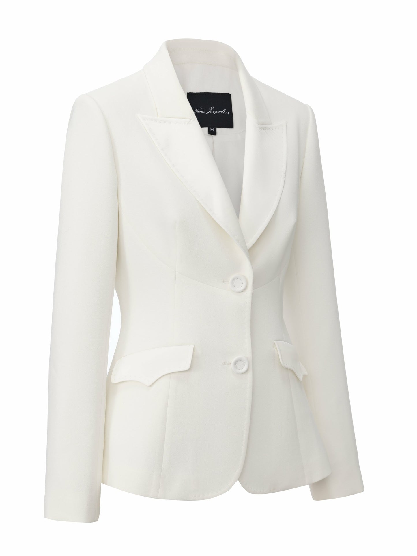 Nana Jacqueline Yvette Satin Lapel Tailored White Structured Blazer White