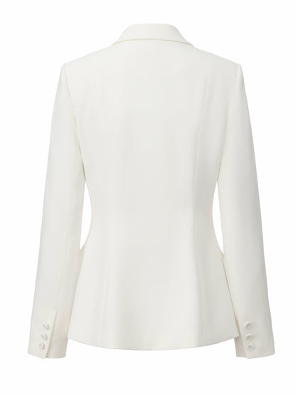 Nana Jacqueline Yvette Satin Lapel Tailored White Structured Blazer White