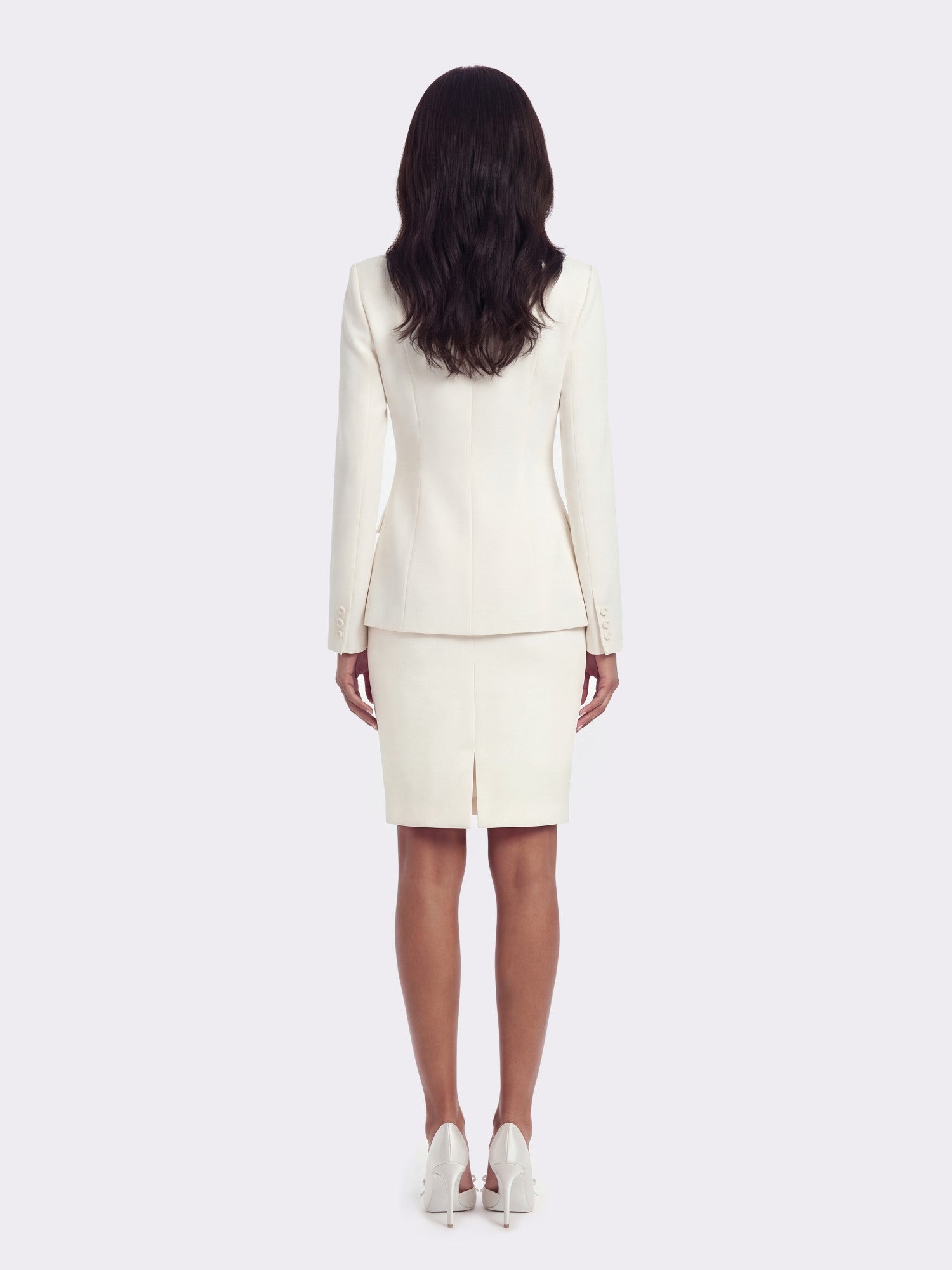 Nana Jacqueline Yvette Satin Lapel Tailored White Structured Blazer White