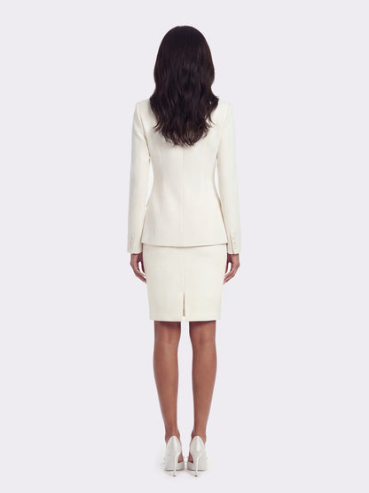 Nana Jacqueline Yvette Satin Lapel Tailored White Structured Blazer White