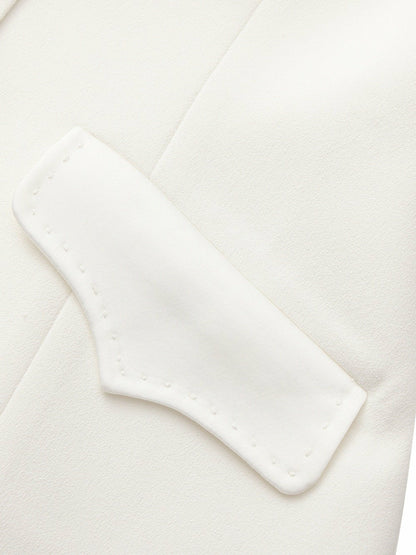 Nana Jacqueline Yvette Satin Lapel Tailored White Structured Blazer White