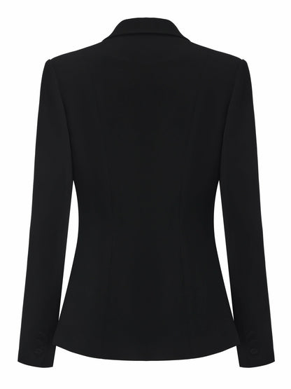 Nana Jacqueline Yvette Satin Lapel Tailored Black Structured Blazer Black