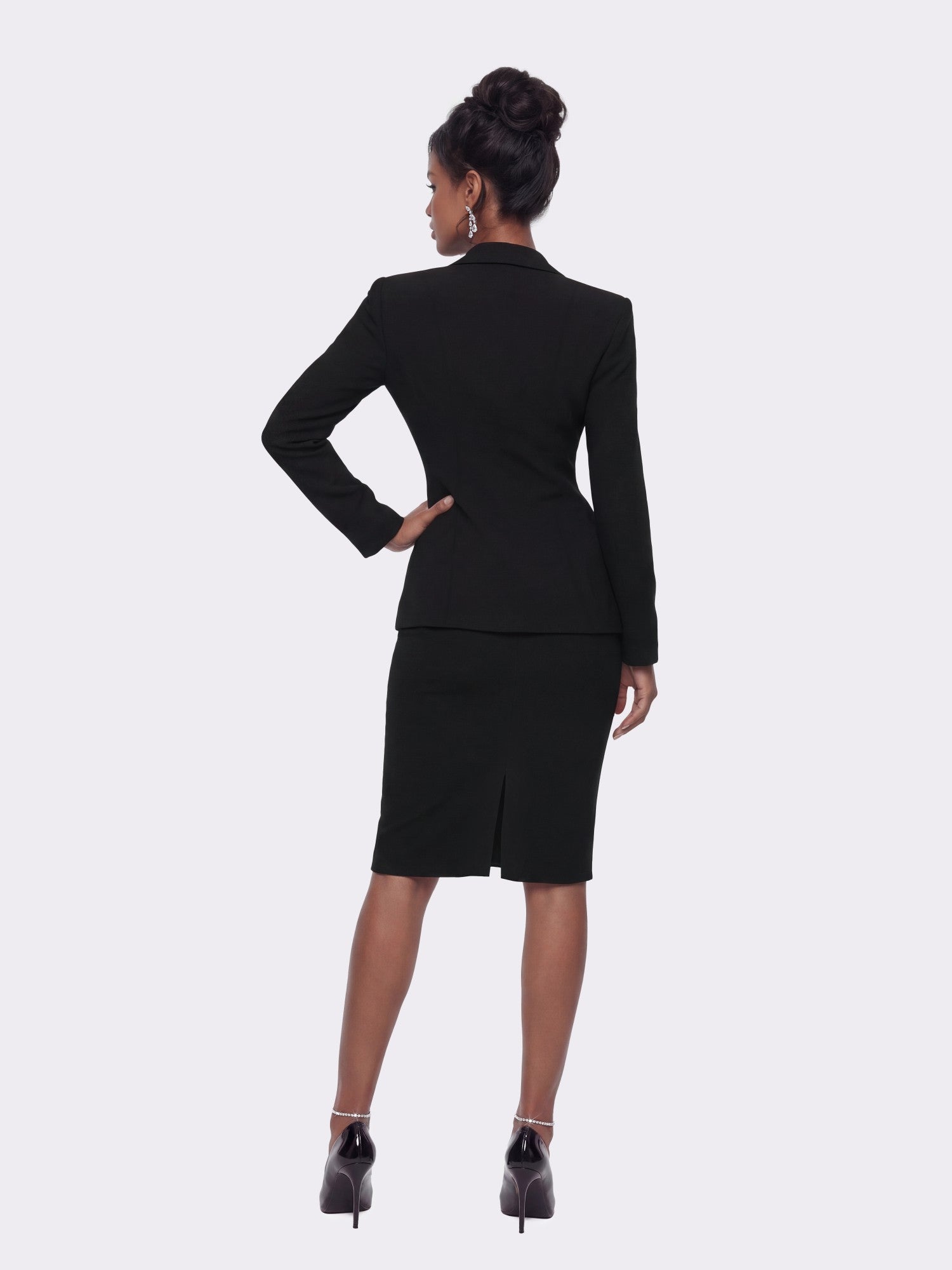 Nana Jacqueline Yvette Satin Lapel Tailored Black Structured Blazer Black