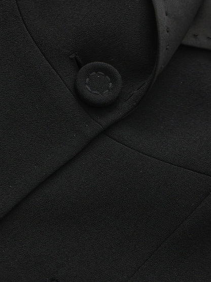Nana Jacqueline Yvette Satin Lapel Tailored Black Structured Blazer Black