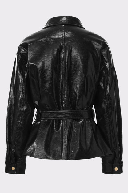 Nana Jacqueline Isabella Vegan Leather Jacket: Black Jacket for Date Night Black