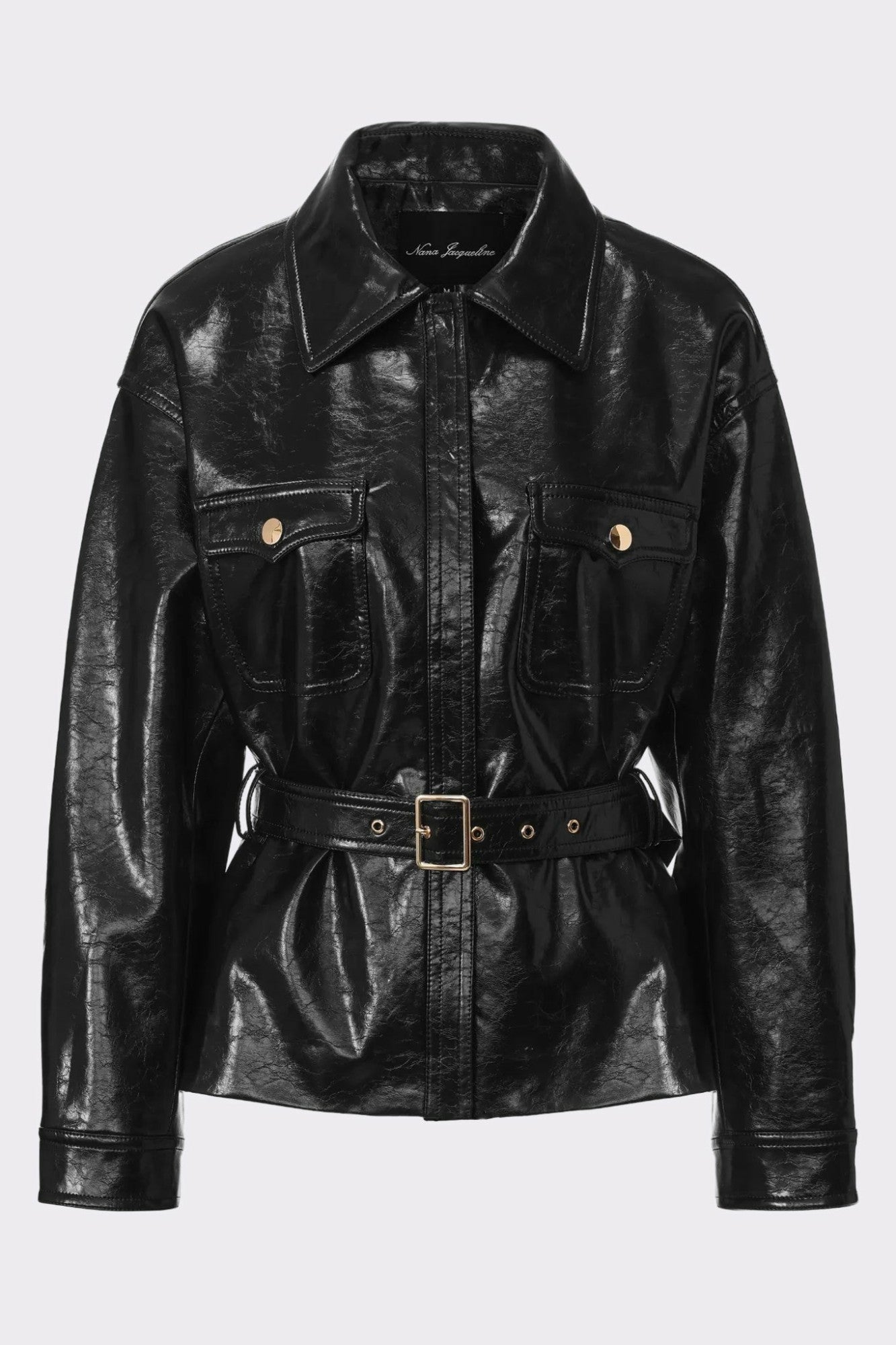 Nana Jacqueline Isabella Vegan Leather Jacket: Black Jacket for Date Night Black