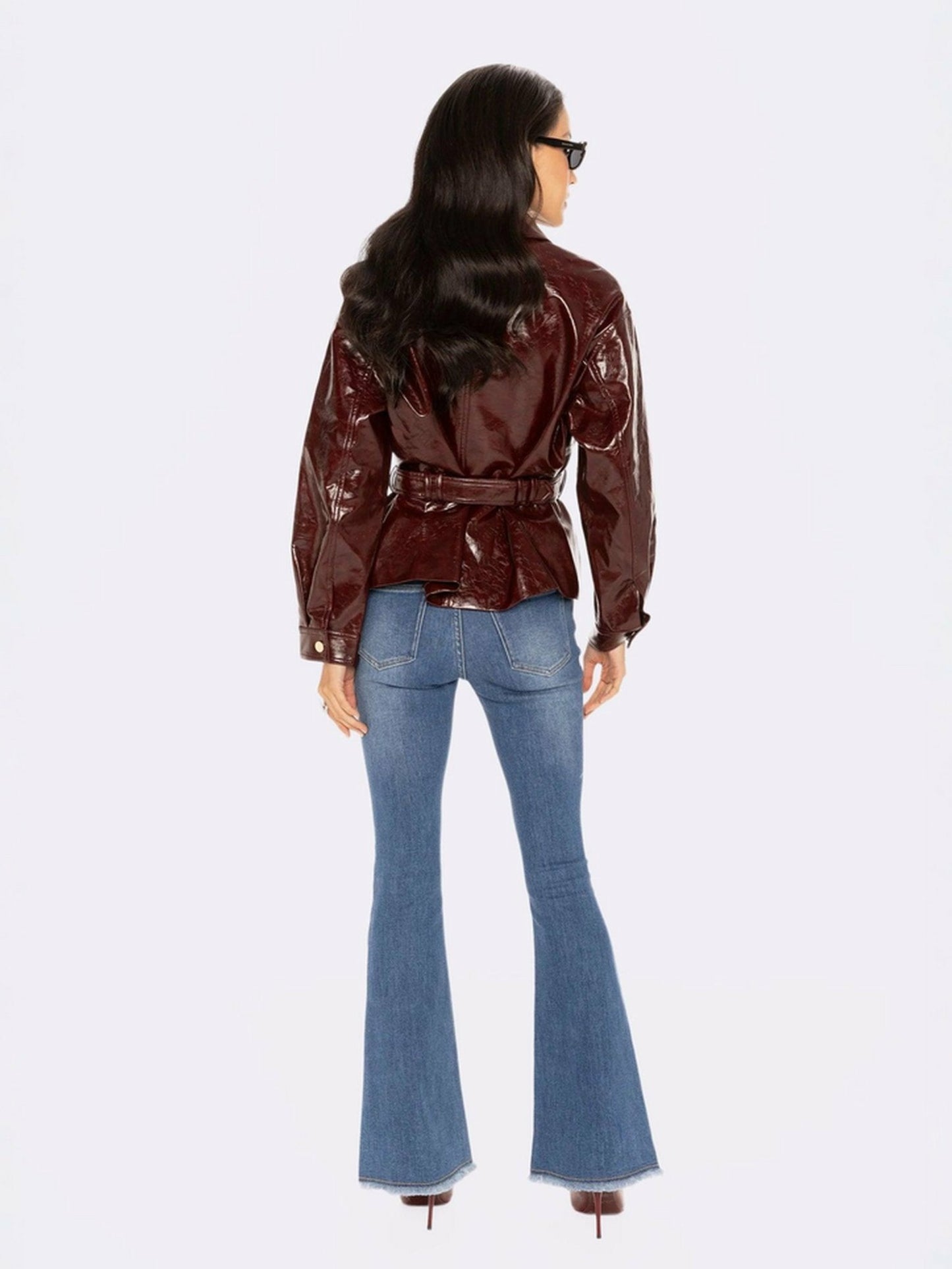 Nana Jacqueline Isabella Vegan Leather Jacket: Claret Leather Jacket for Date Night Claret