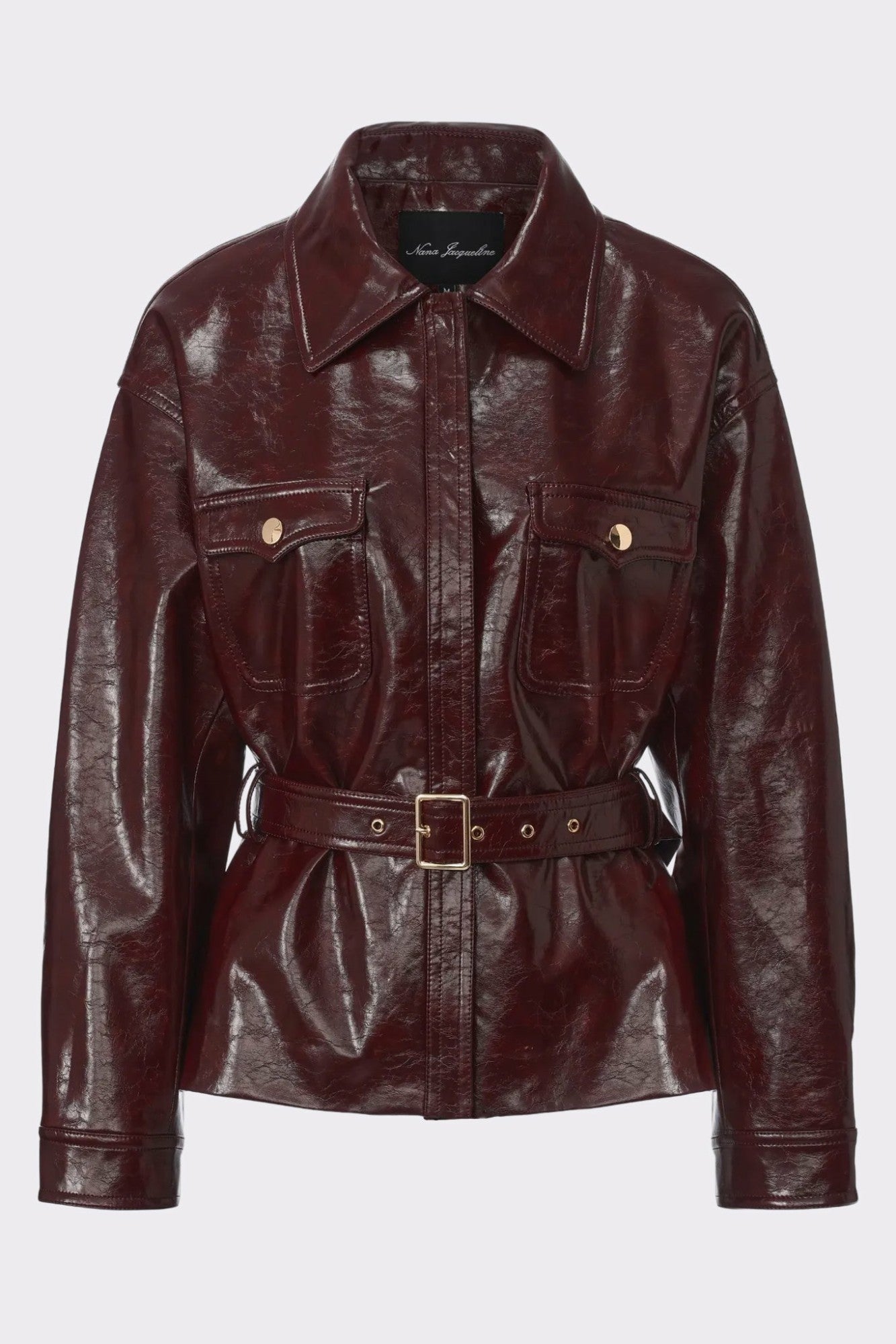 Nana Jacqueline Isabella Vegan Leather Jacket: Claret Leather Jacket for Date Night Claret