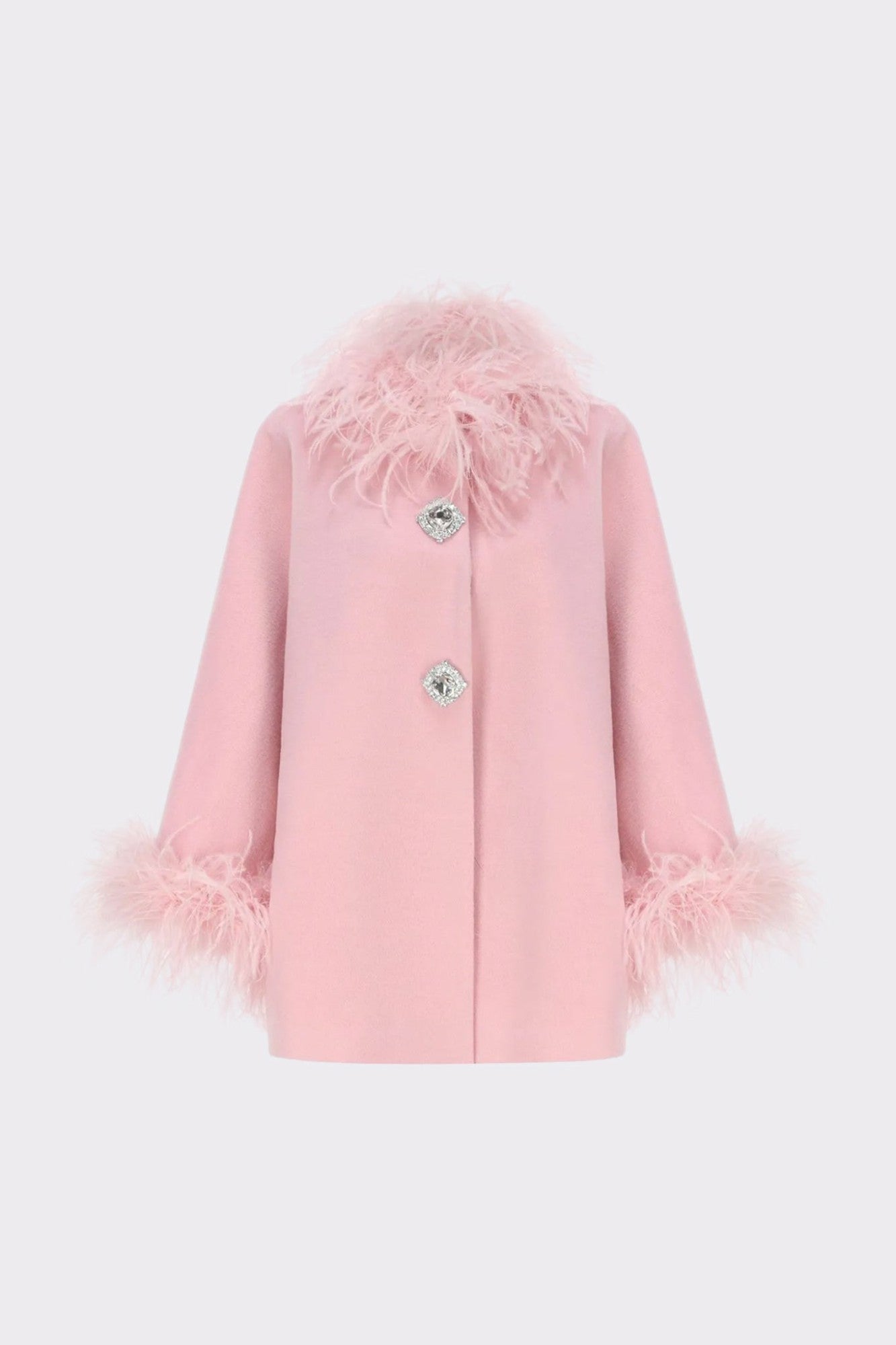 Nana Jacqueline Angelica Feather Coat: Pink Coat for Holiday Party Pink