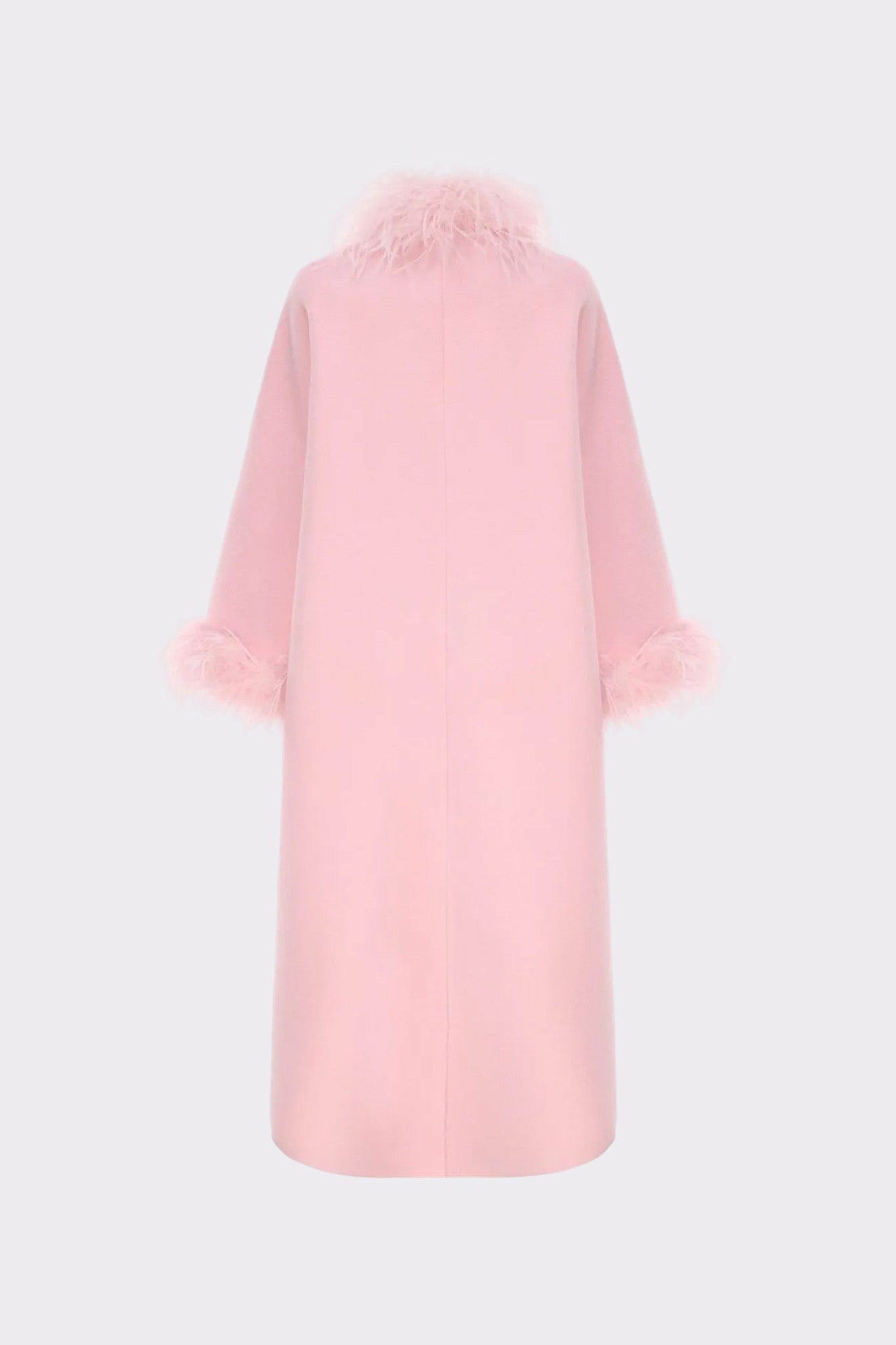 Nana Jacqueline Nina Feather Coat: Pink Coat for Winter Wedding Guest Pink