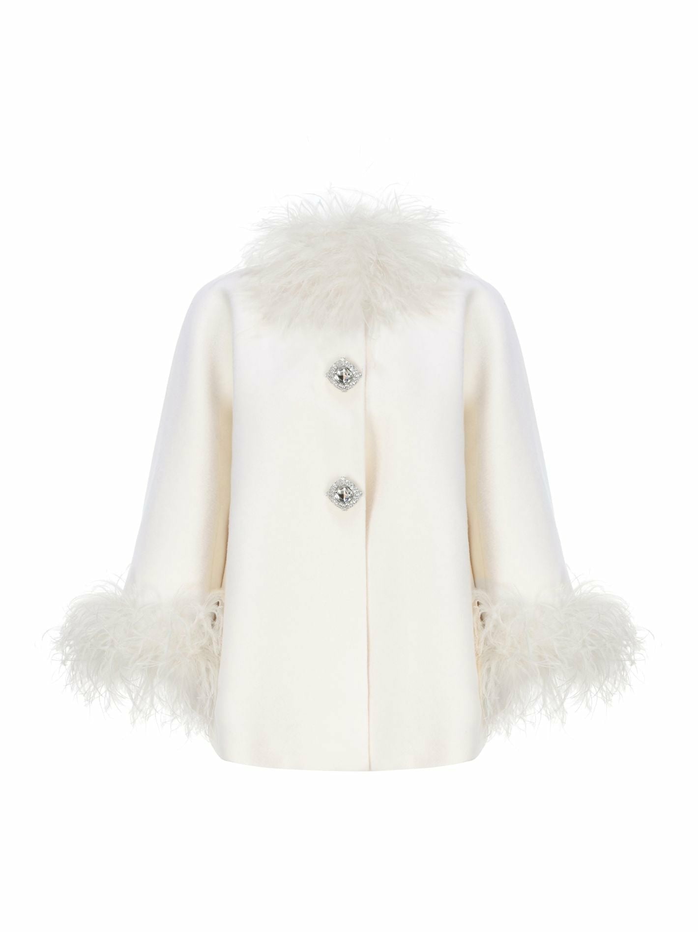 Nana Jacqueline Angelica Feather Coat: White Coat for Winter Wedding White