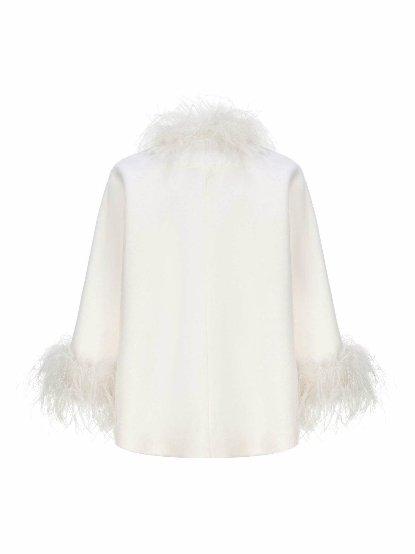 Nana Jacqueline Angelica Feather Coat: White Coat for Winter Wedding White