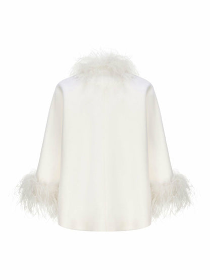 Nana Jacqueline Angelica Feather Coat: White Coat for Winter Wedding White