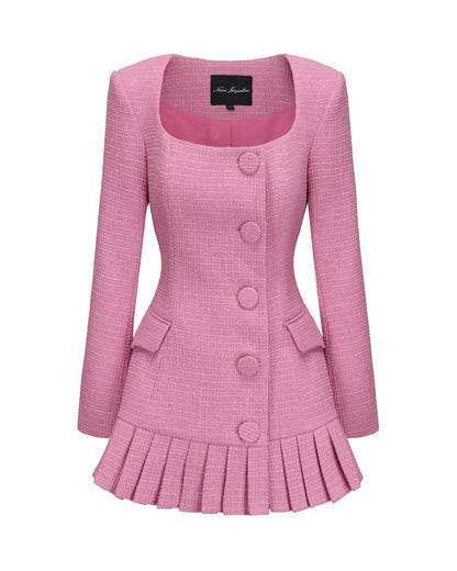 Nana Jacqueline Lucille Tweed Jacket: Pink Jacket for Brunch Pink