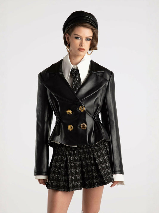 Nana Jacqueline Lucy Leather Jacket: Black Leather Jacket for Date Night Black