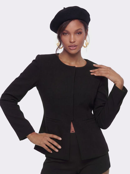 Nana Jacqueline Natalia Tailored Hidden-Placket Black Blazer: Black Blazer for Cocktail Party Black