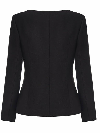 Nana Jacqueline Natalia Tailored Hidden-Placket Black Blazer: Black Blazer for Cocktail Party Black