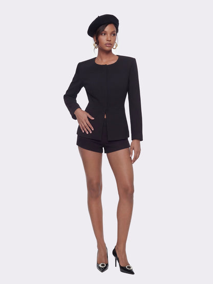 Nana Jacqueline Natalia Tailored Hidden-Placket Black Blazer: Black Blazer for Cocktail Party Black