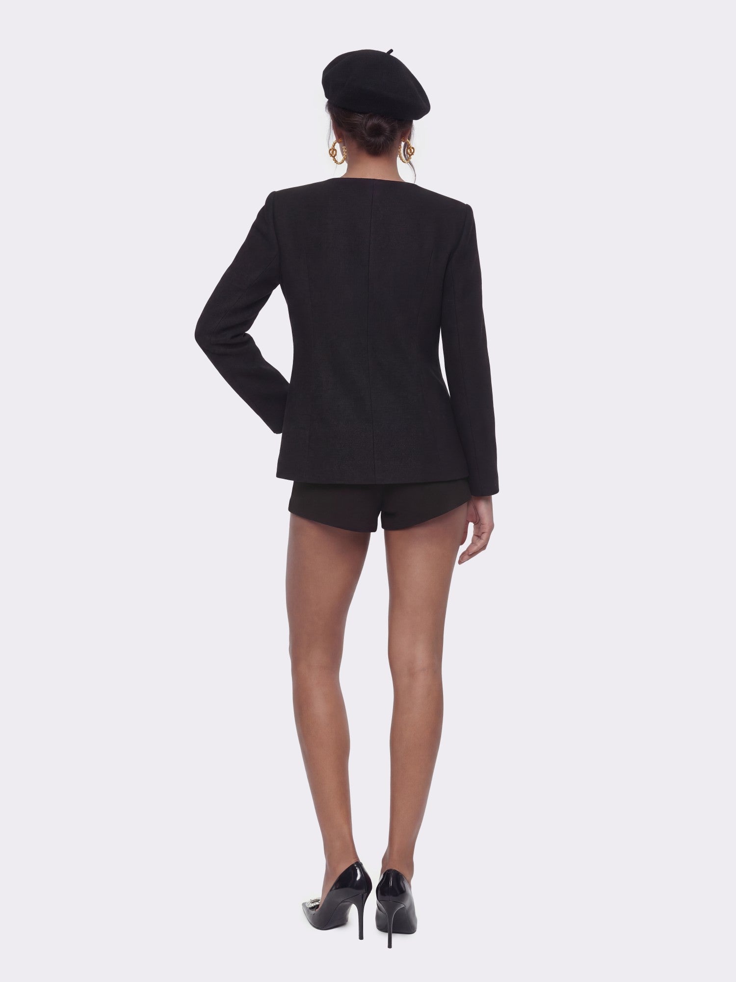 Nana Jacqueline Natalia Tailored Hidden-Placket Black Blazer: Black Blazer for Cocktail Party Black
