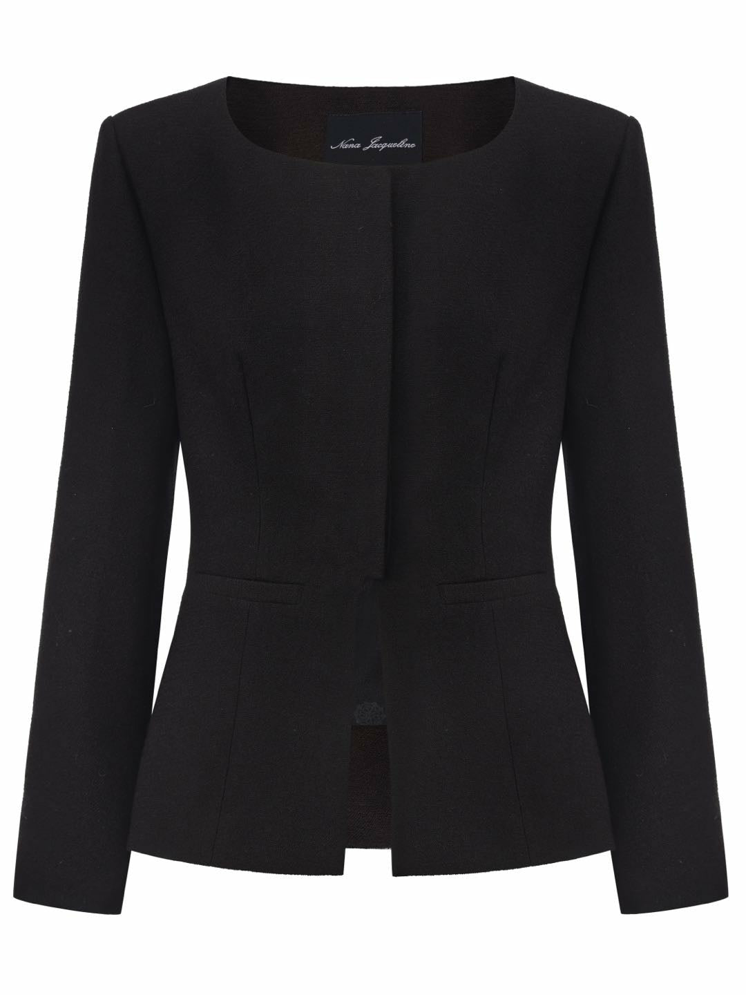 Nana Jacqueline Natalia Tailored Hidden-Placket Black Blazer: Black Blazer for Cocktail Party Black