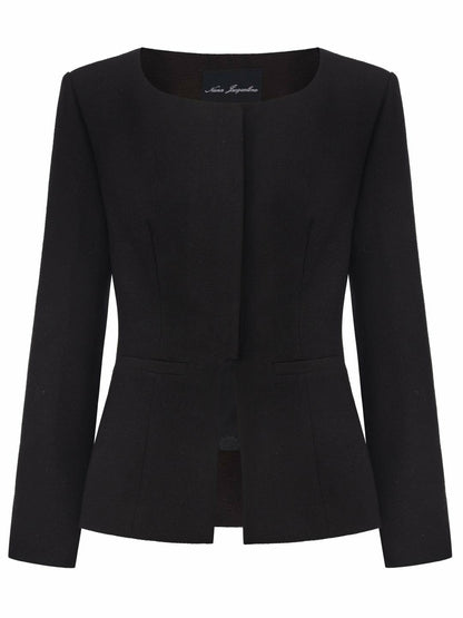 Nana Jacqueline Natalia Tailored Hidden-Placket Black Blazer: Black Blazer for Cocktail Party Black