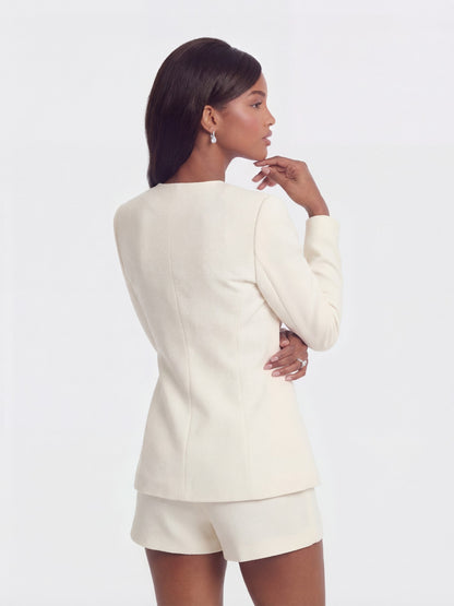 Nana Jacqueline Natalia Tailored Hidden-Placket White Structured Blazer White