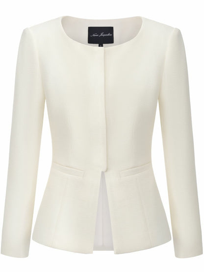 Nana Jacqueline Natalia Tailored Hidden-Placket White Structured Blazer White