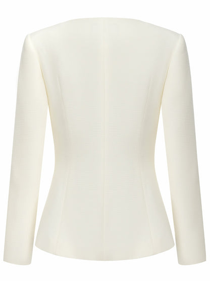 Nana Jacqueline Natalia Tailored Hidden-Placket White Structured Blazer White
