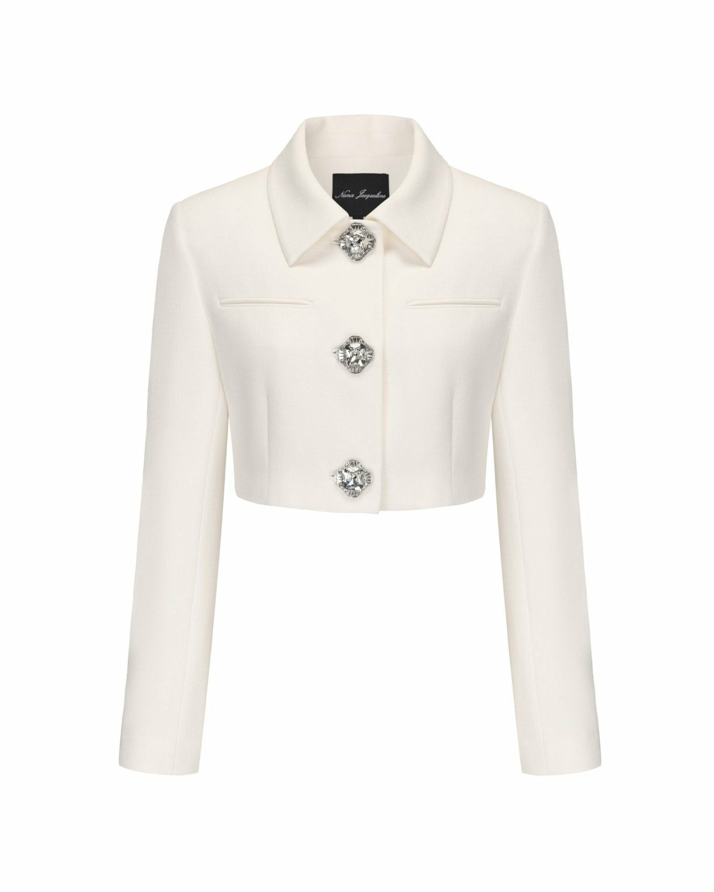Nana Jacqueline Tatiana Crop Blazer: White Blazer for Bridal Shower White