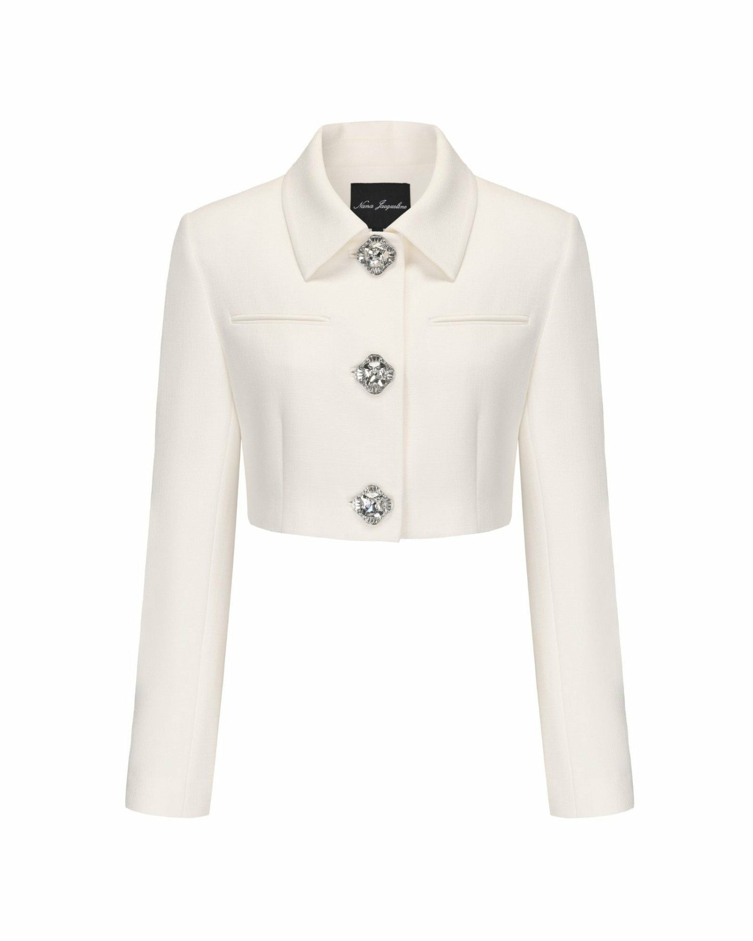 Nana Jacqueline Tatiana Crop Blazer: White Blazer for Bridal Shower White