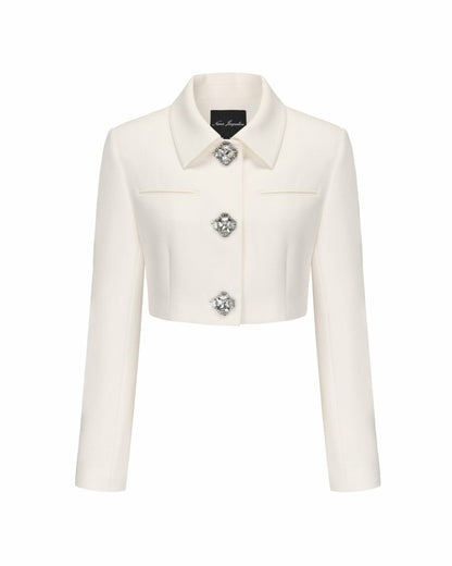 Nana Jacqueline Tatiana Crop Blazer: White Blazer for Bridal Shower White