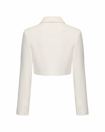 Nana Jacqueline Tatiana Crop Blazer: White Blazer for Bridal Shower White