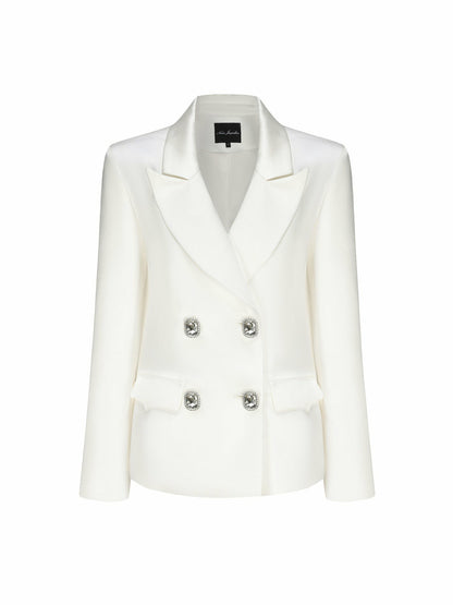 Nana Jacqueline Cassandra Blazer: White Blazer for Rehearsal Dinner White