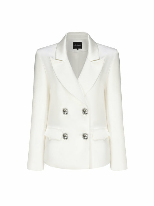 Nana Jacqueline Cassandra Blazer: White Blazer for Rehearsal Dinner White