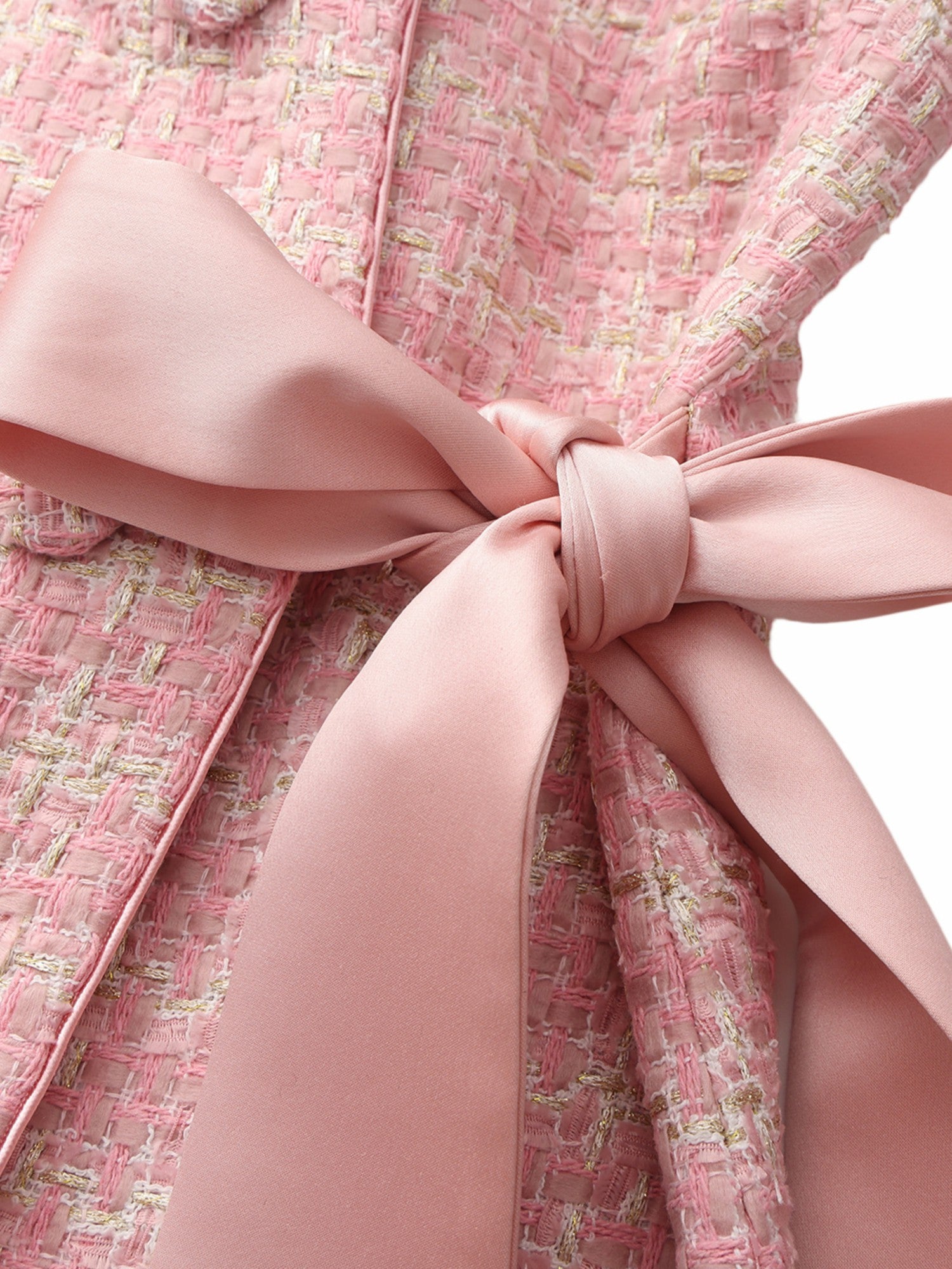 Nana Jacqueline Bianca Tweed Bow Pink Double-Breasted Coat: Pink Coat for Bridal Shower Pink