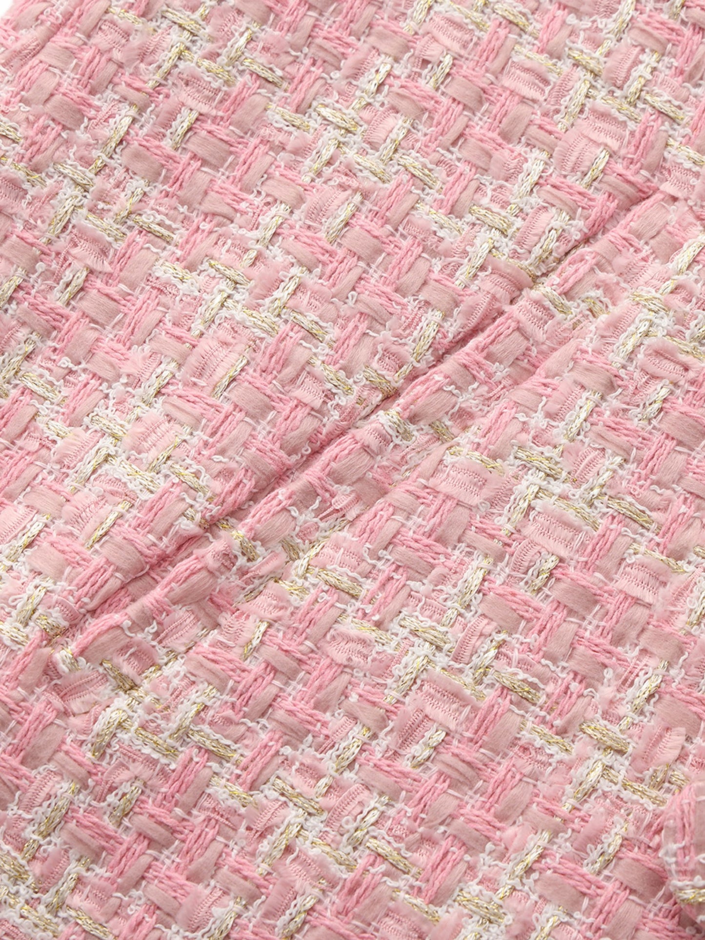 Nana Jacqueline Bianca Tweed Bow Pink Double-Breasted Coat: Pink Coat for Bridal Shower Pink