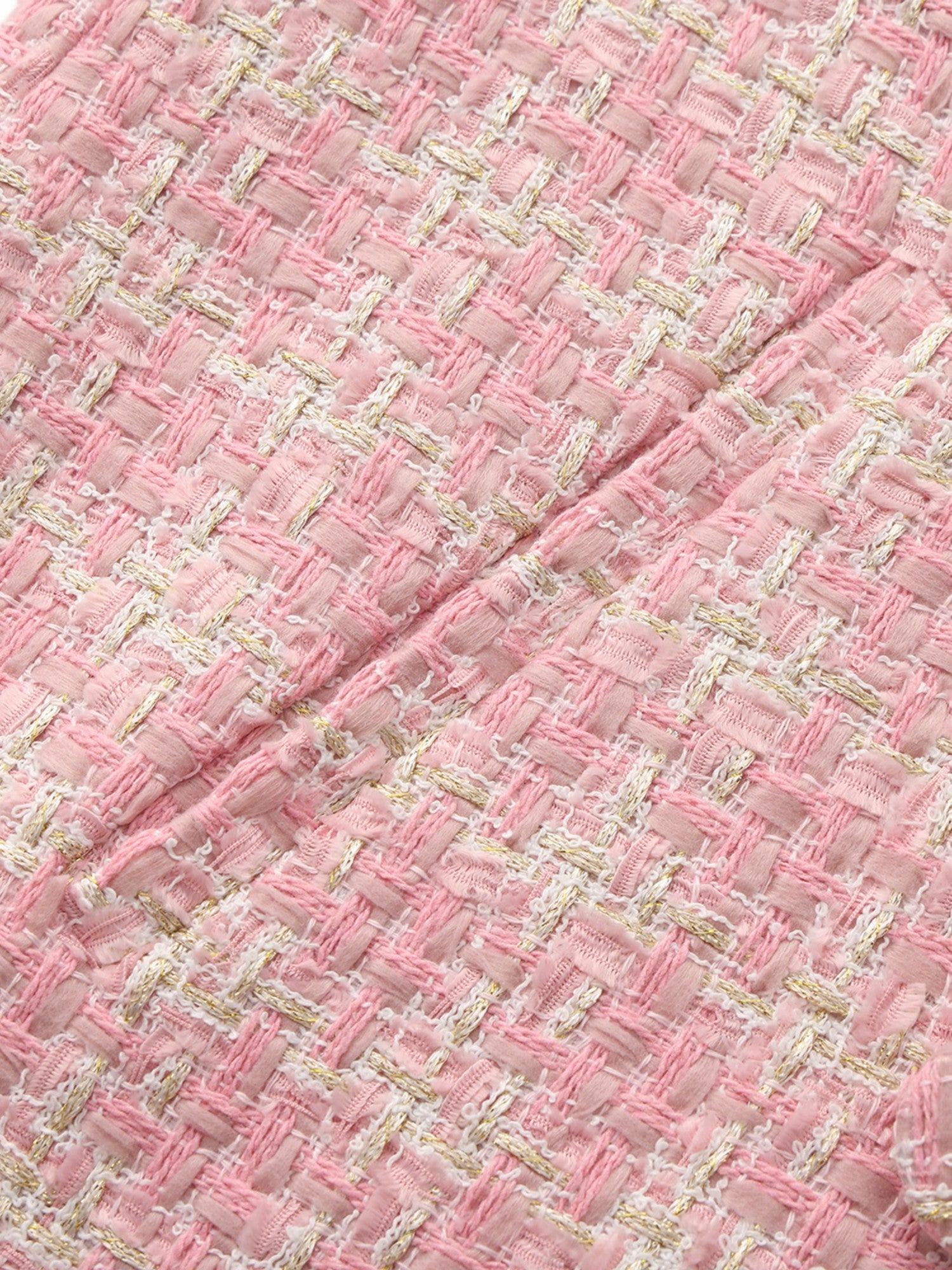 Nana Jacqueline Bianca Tweed Bow Pink Double-Breasted Coat: Pink Coat for Bridal Shower Pink