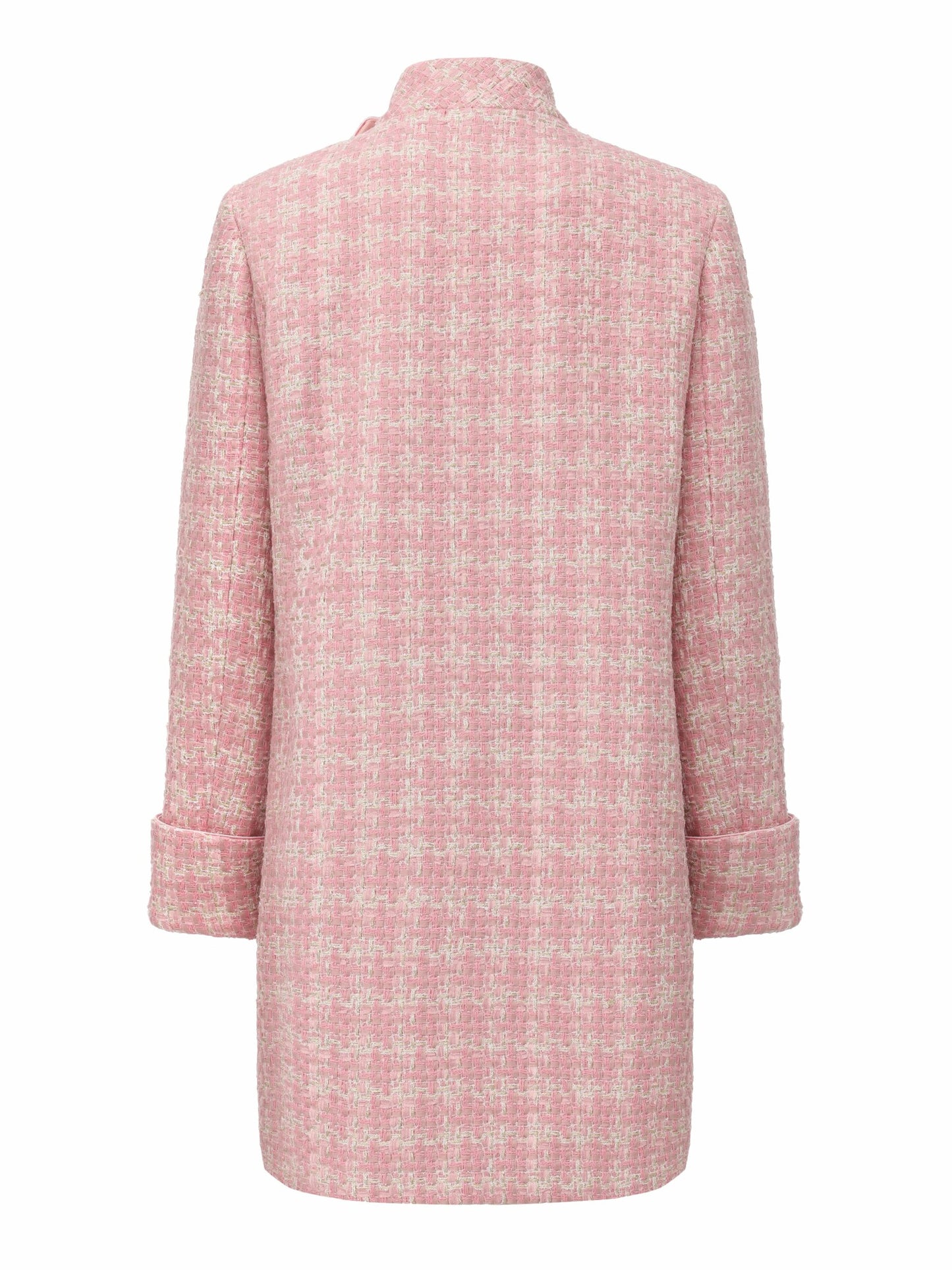 Nana Jacqueline Bianca Tweed Bow Pink Double-Breasted Coat: Pink Coat for Bridal Shower Pink