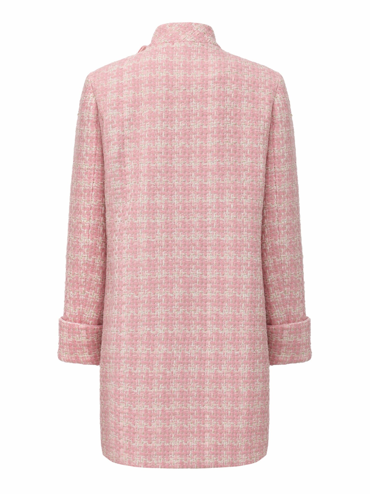 Nana Jacqueline Bianca Tweed Bow Pink Double-Breasted Coat: Pink Coat for Bridal Shower Pink