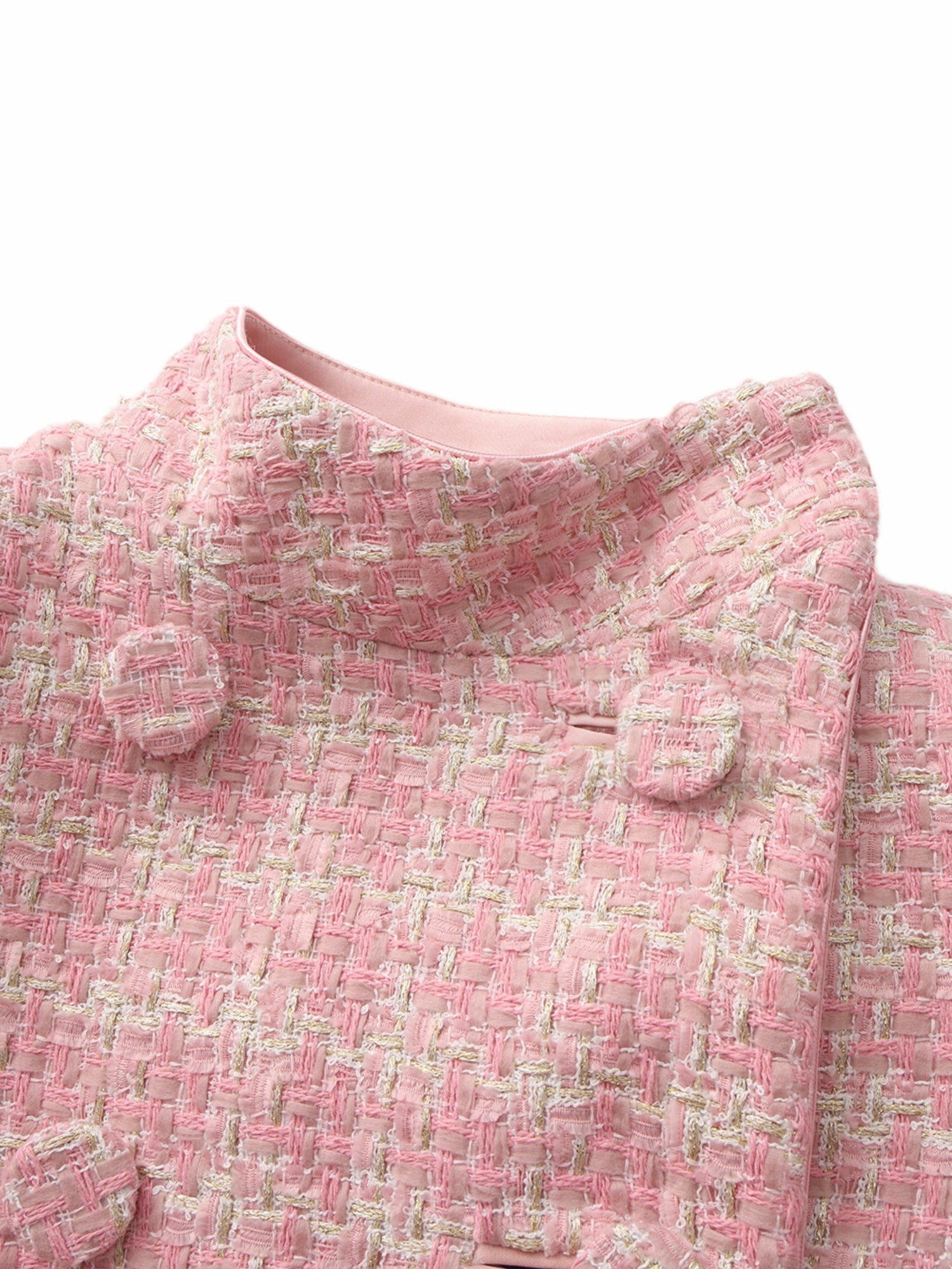 Nana Jacqueline Bianca Tweed Bow Pink Double-Breasted Coat: Pink Coat for Bridal Shower Pink