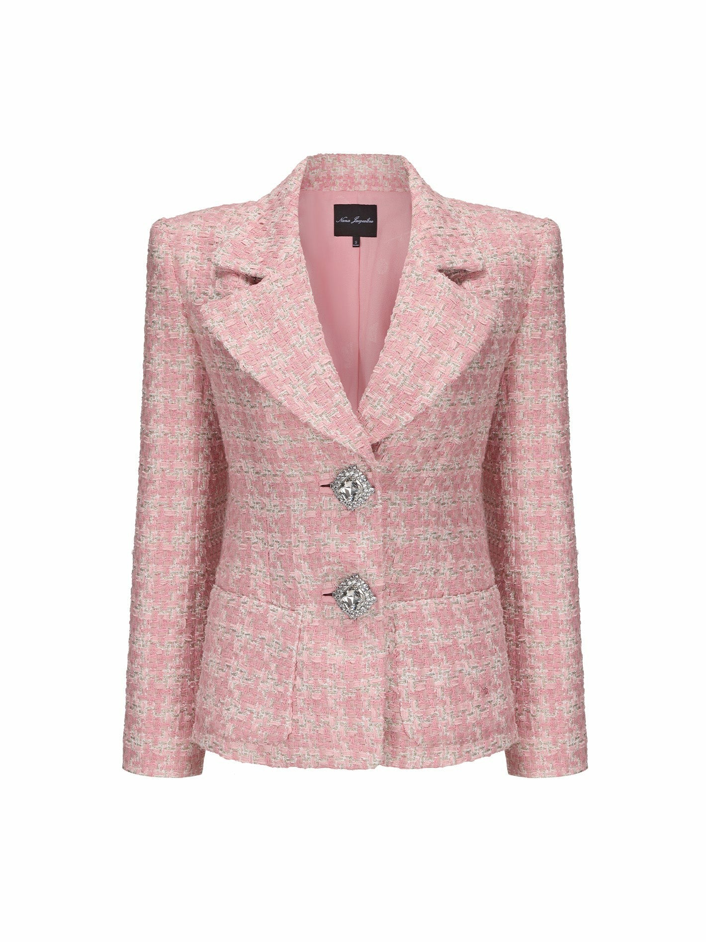 Nana Jacqueline Maya Lapel Suit Jacket: Pink Jacket for Garden Party Pink Checkered
