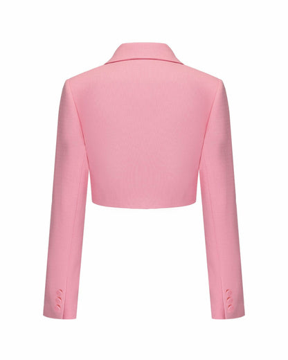 Nana Jacqueline Tatiana Crop Blazer: Pink Blazer for Birthday Celebration Pink