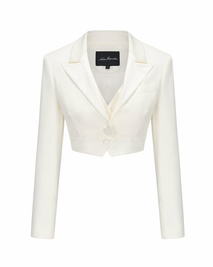 Nana Jacqueline Bridget Suit Jacket: White Blazer for Bridal Shower White