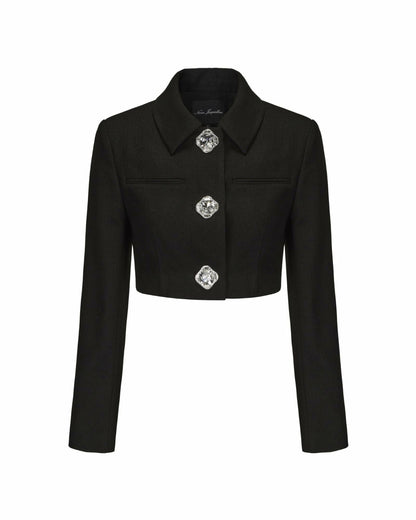 Nana Jacqueline Tatiana Crop Blazer: Black Blazer for Cocktail Party Black