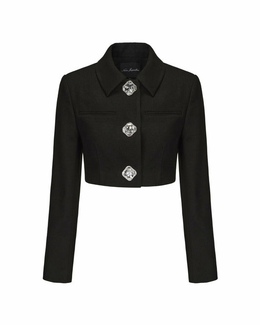 Nana Jacqueline Tatiana Crop Blazer: Black Blazer for Cocktail Party Black